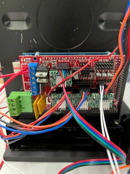 RAMPS 1.4 control board with A4988 stepper drivers and wiring harness